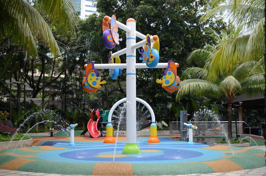 playground, children's playground, underwater playground, water play, nature, fun, summer